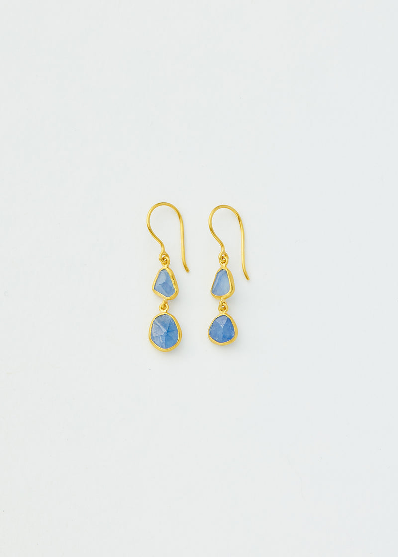 18kt Gold Nila Sapphire Double Drop Earrings