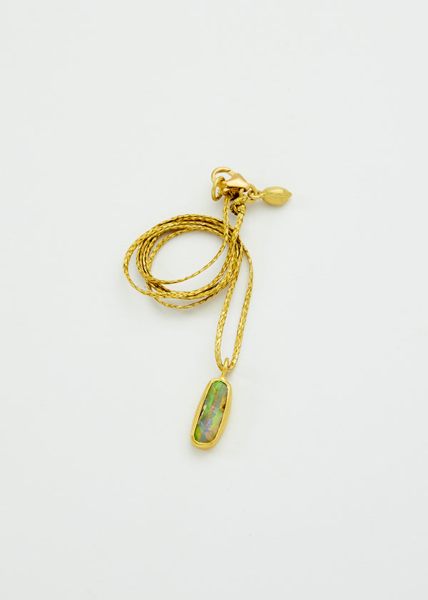 18kt Gold Australian Boulder Opal Small Amulet on Cord