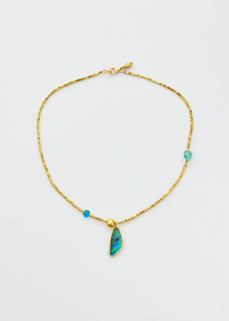 18kt Gold Boulder Opal Beaded Necklace