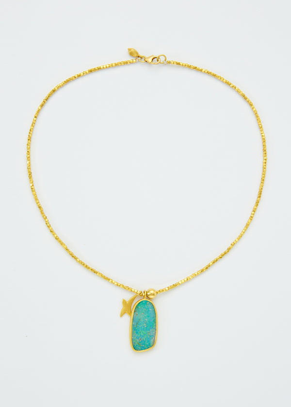 18kt Gold Star & Opal Beaded Necklace
