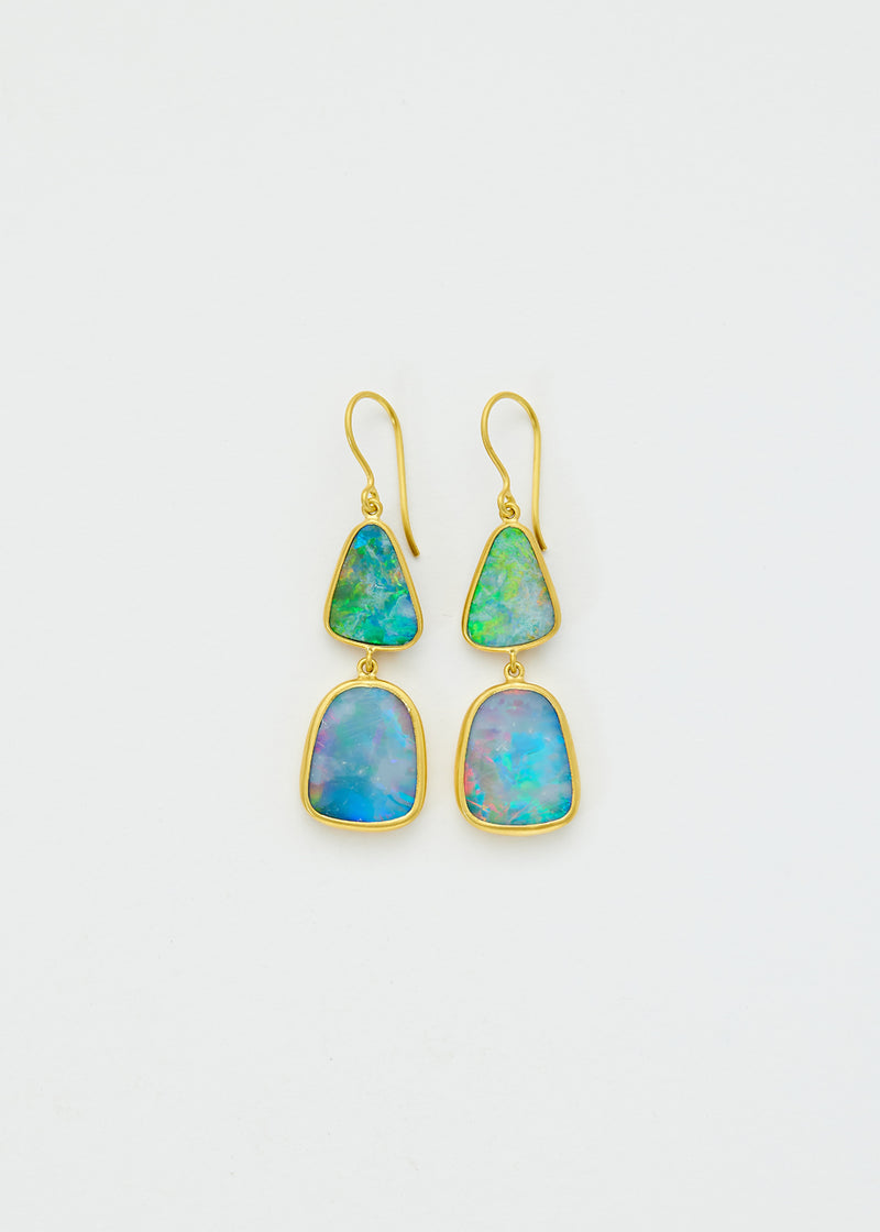 18kt Gold Opal Double Drop Earring