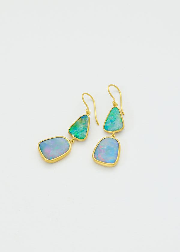 18kt Gold Opal Double Drop Earring