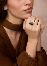 18kt Gold Lighting Ridge Pear Opal Greek Ring