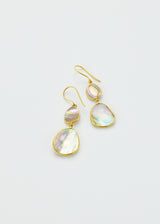 18kt Gold Paua Shell Double Drop Earrings