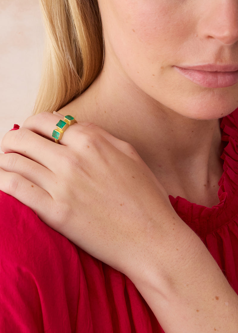 18kt Gold PSTM Afghanistan Emerald Marmarine Ring