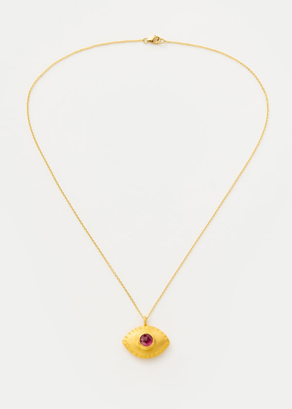 18kt Gold PSTM Jordan Pink Tourmaline Eye Necklace