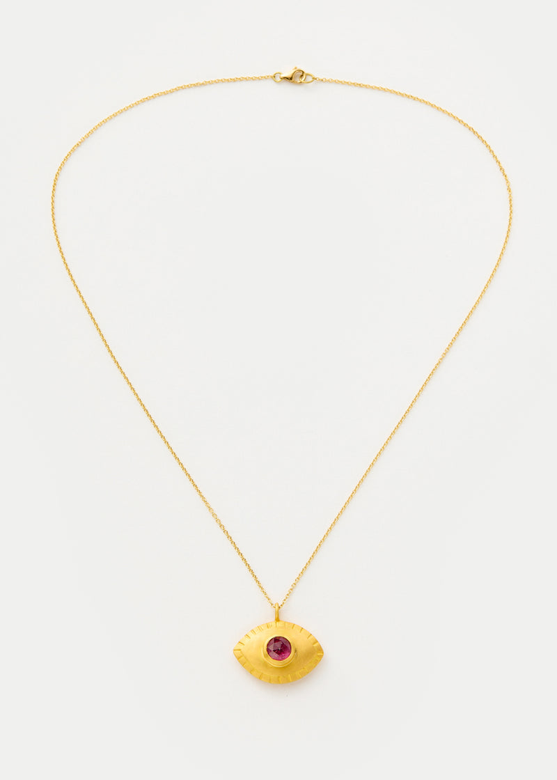 18kt Gold PSTM Jordan Pink Tourmaline Eye Necklace