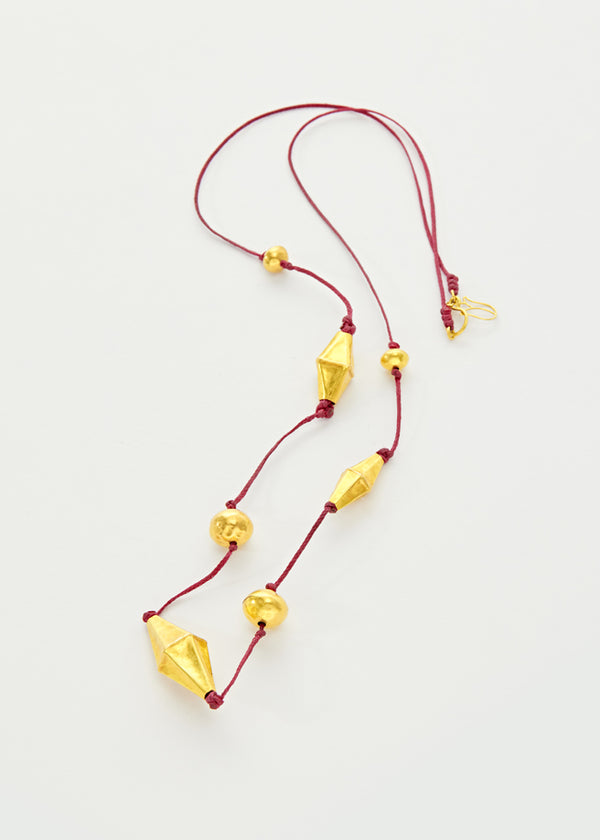 18kt Gold PSTM Myanmar Ancient Seven Bead Necklace