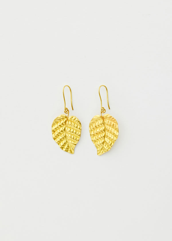 18kt Gold PSTM Myanmar Arboretum Leaf Earrings 
