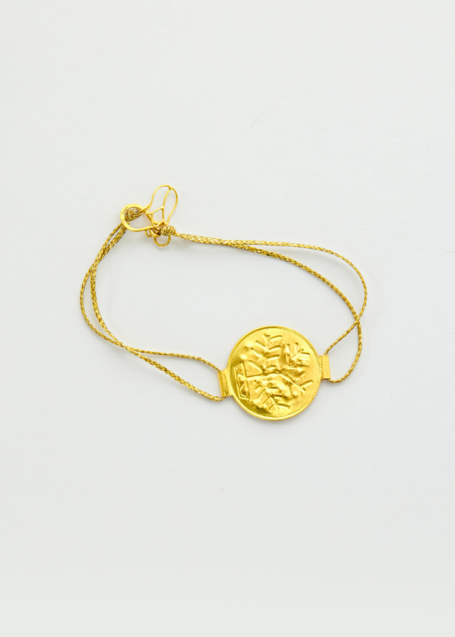18kt Gold PSTM Myanmar Circle Stamp Tree Cord Bracelet