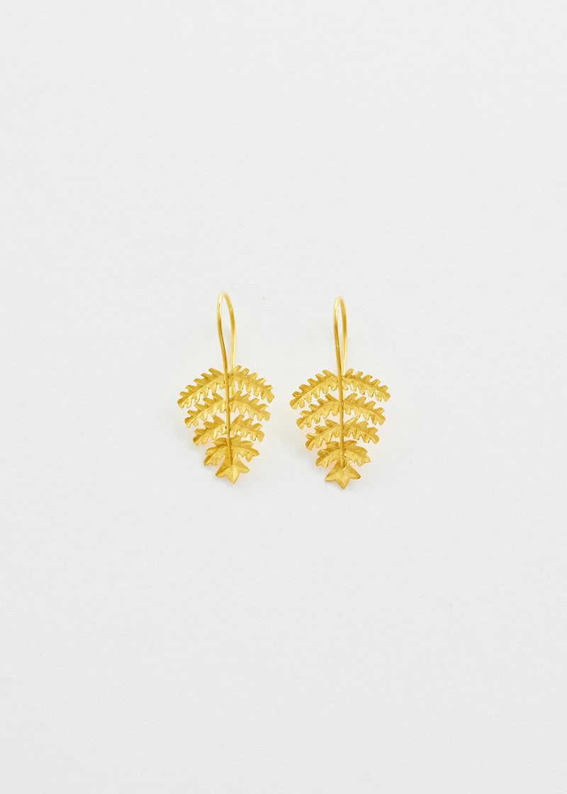 18kt Gold PSTM Myanmar Fern Leaf Earings