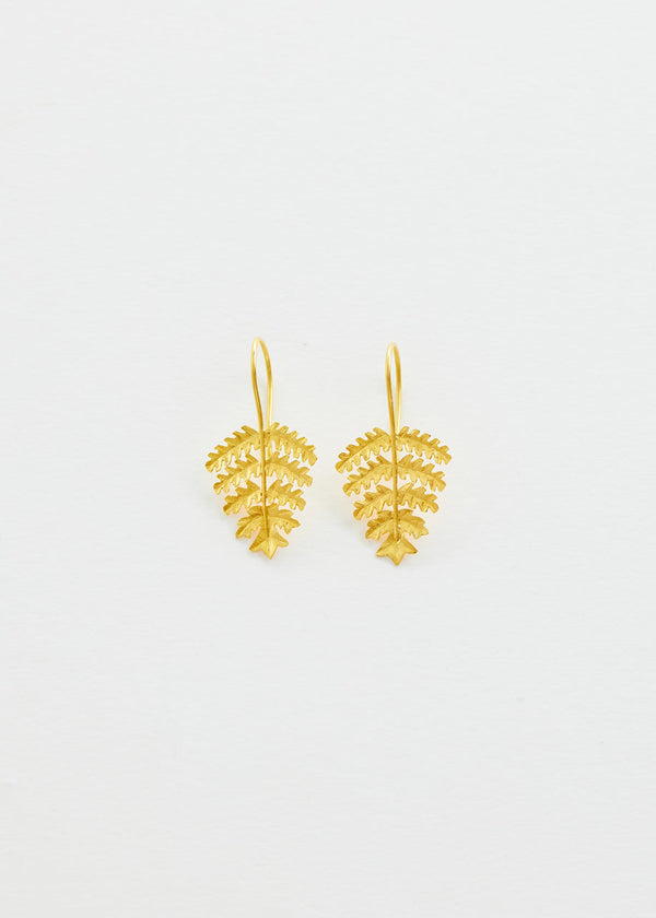 18kt Gold PSTM Myanmar Fern Leaf Earings