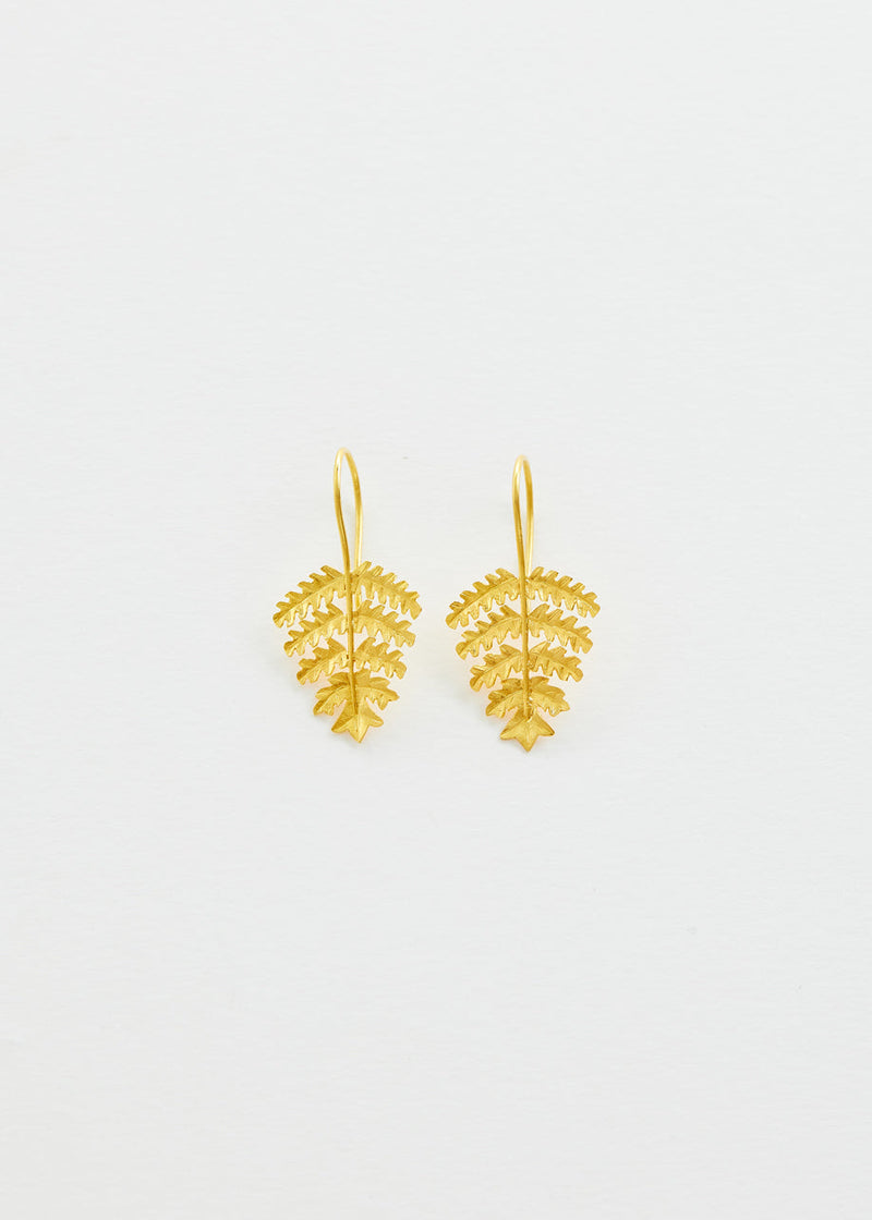 18kt Gold PSTM Myanmar Fern Leaf Earings