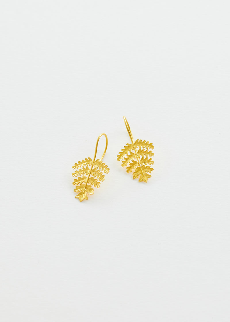 18kt Gold PSTM Myanmar Fern Leaf Earings