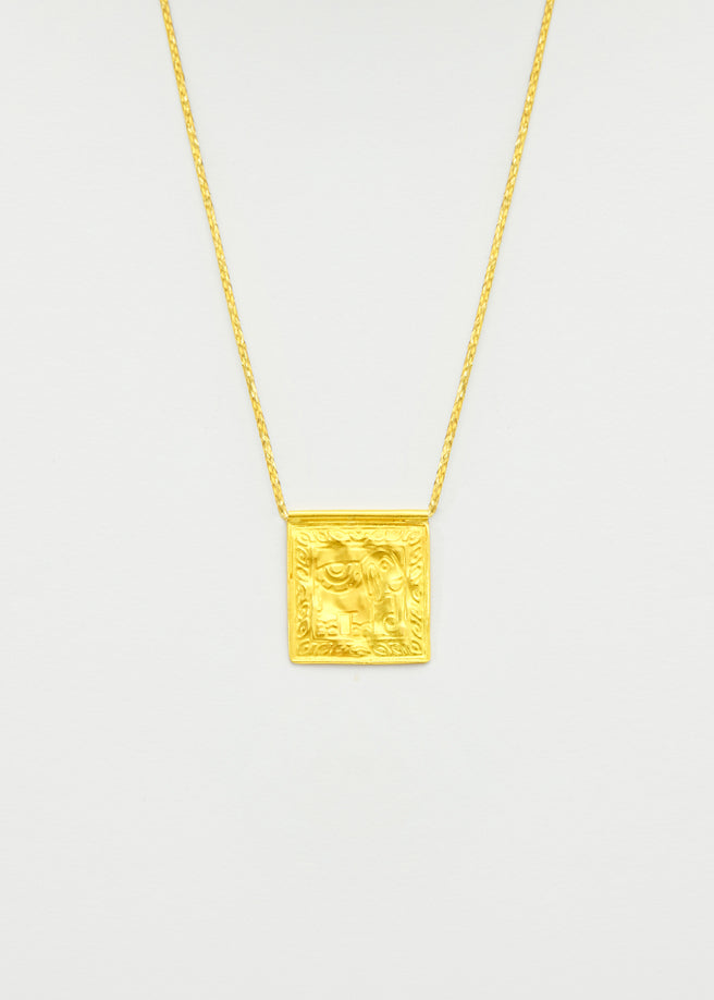 18kt Gold PSTM Myanmar Elephant Stamp Pendant On Cord
