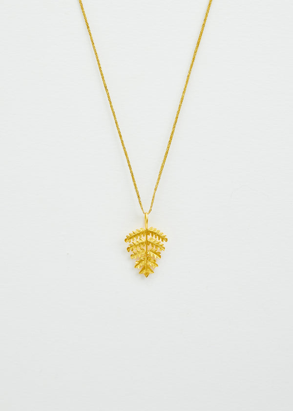 18kt Gold PSTM Myanmar Fern Leaf Pendant on Cord