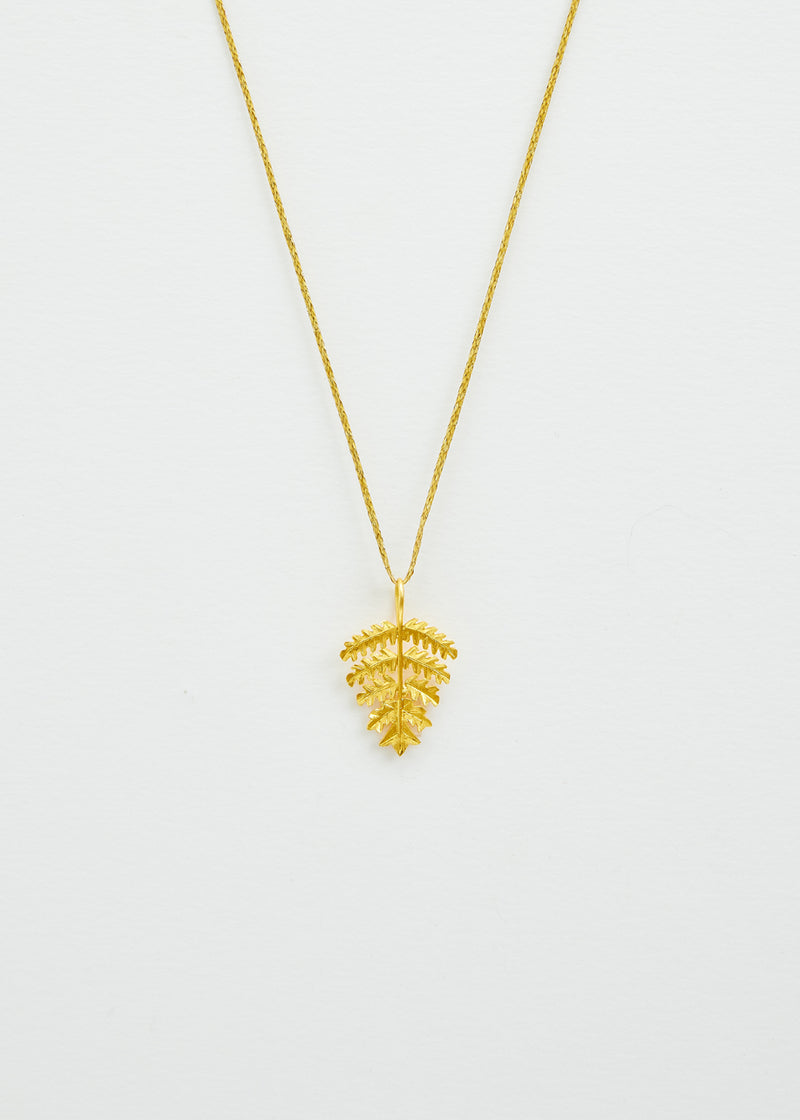 18kt Gold PSTM Myanmar Fern Leaf Pendant on Cord