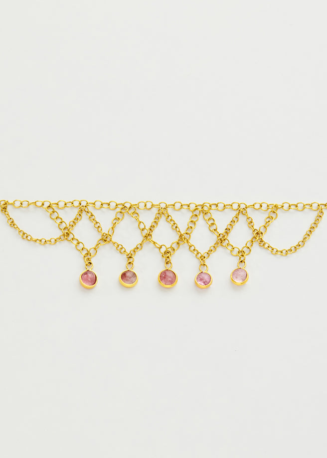 18kt Gold PSTM Myanmar Pink Tourmaline Raindrop Bracelet