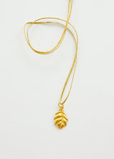 18kt Gold PSTM Myanmar Leaf Pendant on Cord