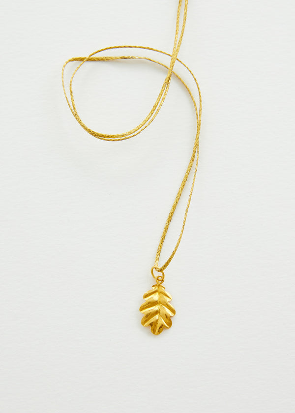 18kt Gold PSTM Myanmar Leaf Pendant on Cord