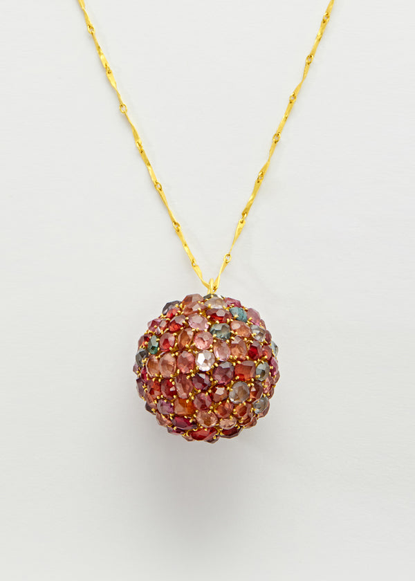 18kt Gold PSTM Myanmar Spinel Disco Ball Necklace
