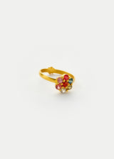 18kt Gold PSTM Myanmar Spinel Flower Ring