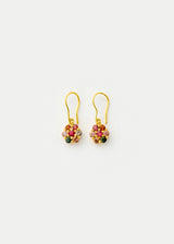 18kt Gold PSTM Myanmar Spinel Flower Earrings