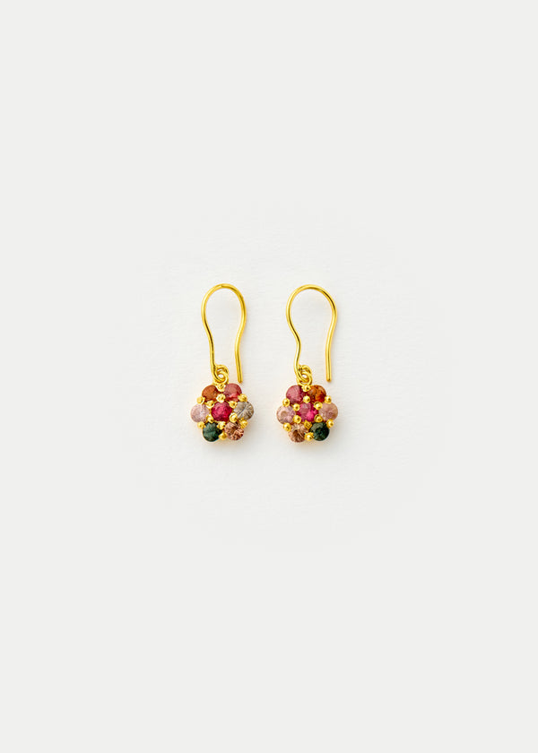 18kt Gold PSTM Myanmar Spinel Flower Earrings