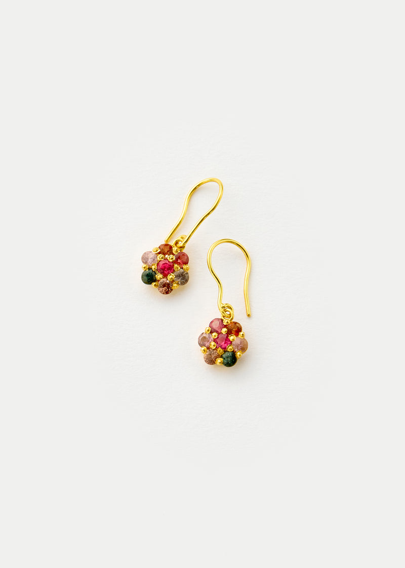 18kt Gold PSTM Myanmar Spinel Flower Earrings