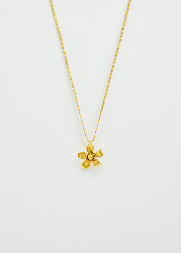 18kt Gold PSTM Myanmar Tiny Chamka Flower Pendant on Cord