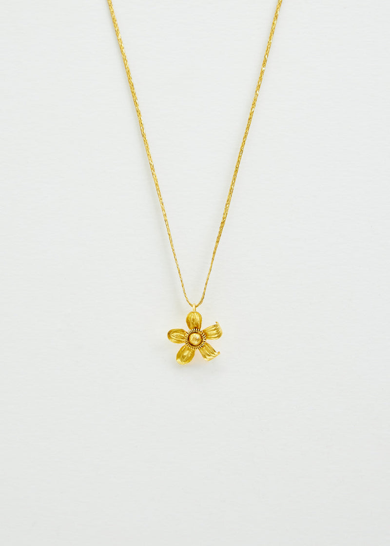 18kt Gold PSTM Myanmar Tiny Chamka Flower Pendant on Cord