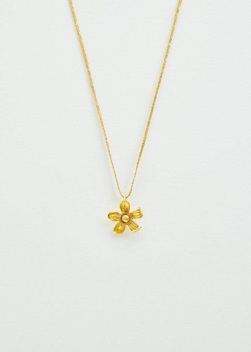 18kt Gold PSTM Myanmar Tiny Chamka Flower Pendant on Cord