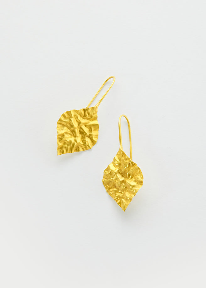 18kt Gold Peepal Large Leaf Earrings