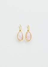 18kt Gold Peony Pink Rose Quartz Single Drop Earrings