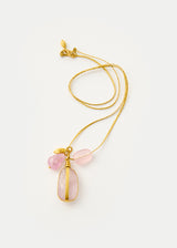 18kt Gold Pink Ibis Mixed Stones Cluster on Cord