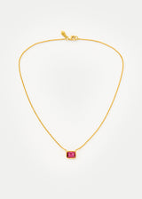 18kt Gold Pink Tourmaline Baguette Necklace