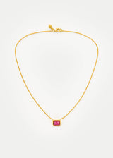 18kt Gold Pink Tourmaline Baguette Necklace