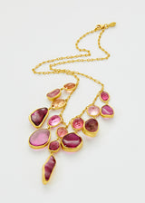 18kt Gold Pink Tourmaline Fringe Necklace