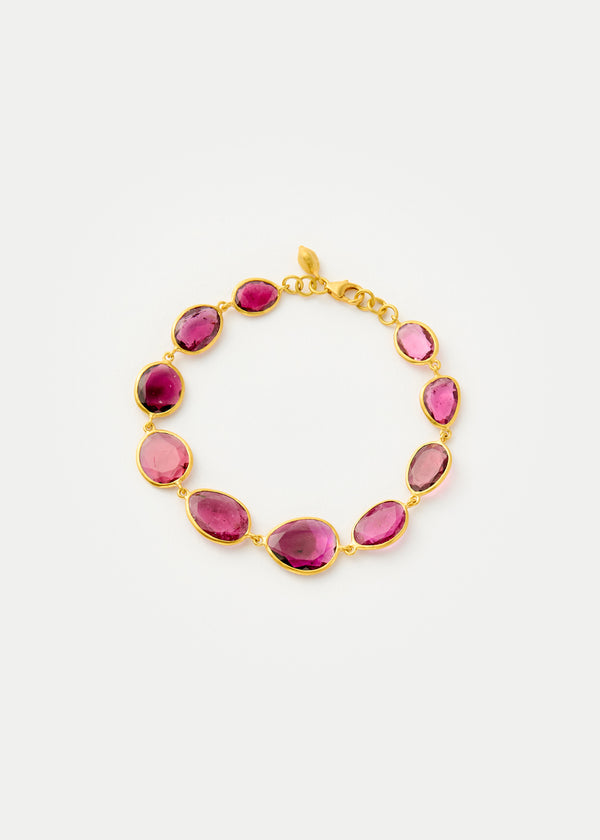 18kt Gold Pink Ibis Pink Tourmaline Full Stone Bracelet