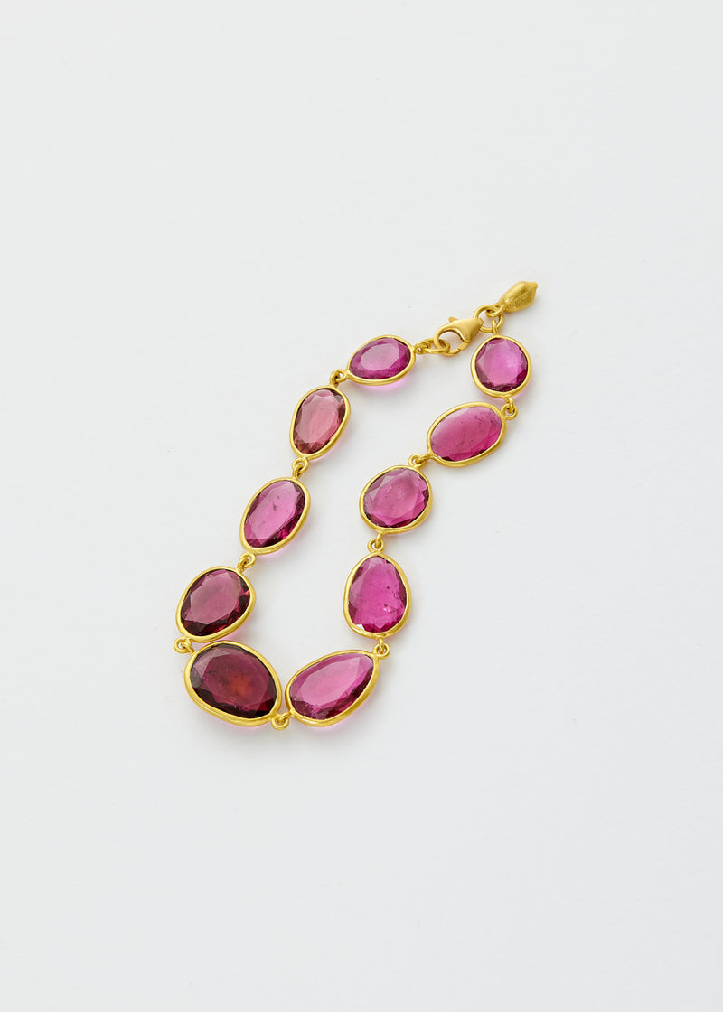 18kt Gold Pink Tourmaline Full Stone Bracelet