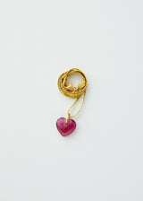 18kt Gold Pink Tourmaline Love Heart Amulet on Cord