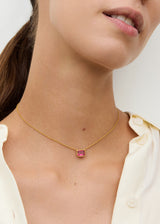 18kt Gold Pink Tourmaline Baguette Necklace