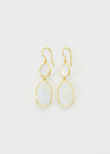 18kt Gold Rainbow Moonstone Double Drop Earrings