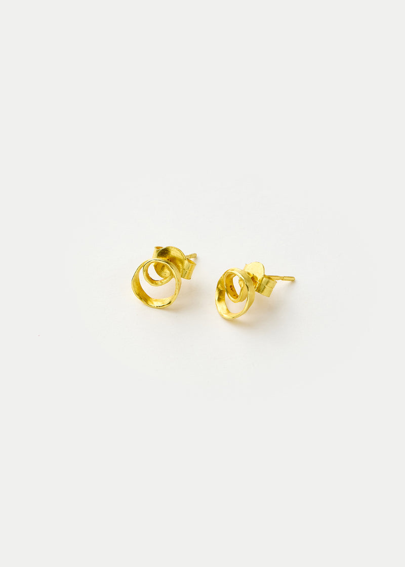 18kt Gold Zen Rocks Ribbon Studs