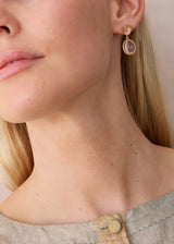 18kt Gold Rose Quartz Double Drop Earrings