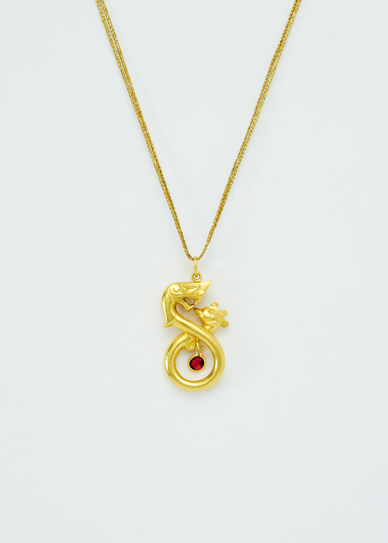 18kt Gold PSTM Myanmar Love Nagar & Zarmani Spinel Amulet on Cord