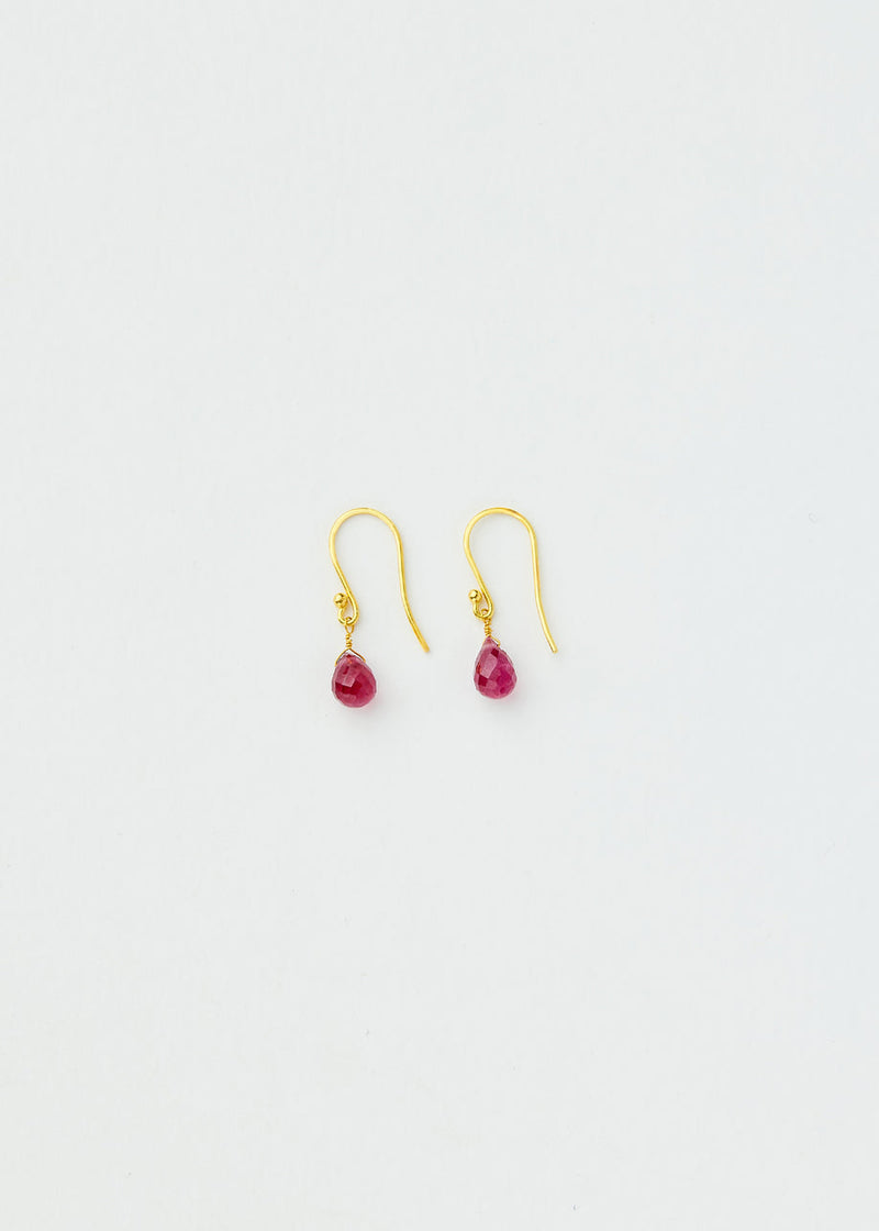 18kt Gold Ruby Small Drop Earrings