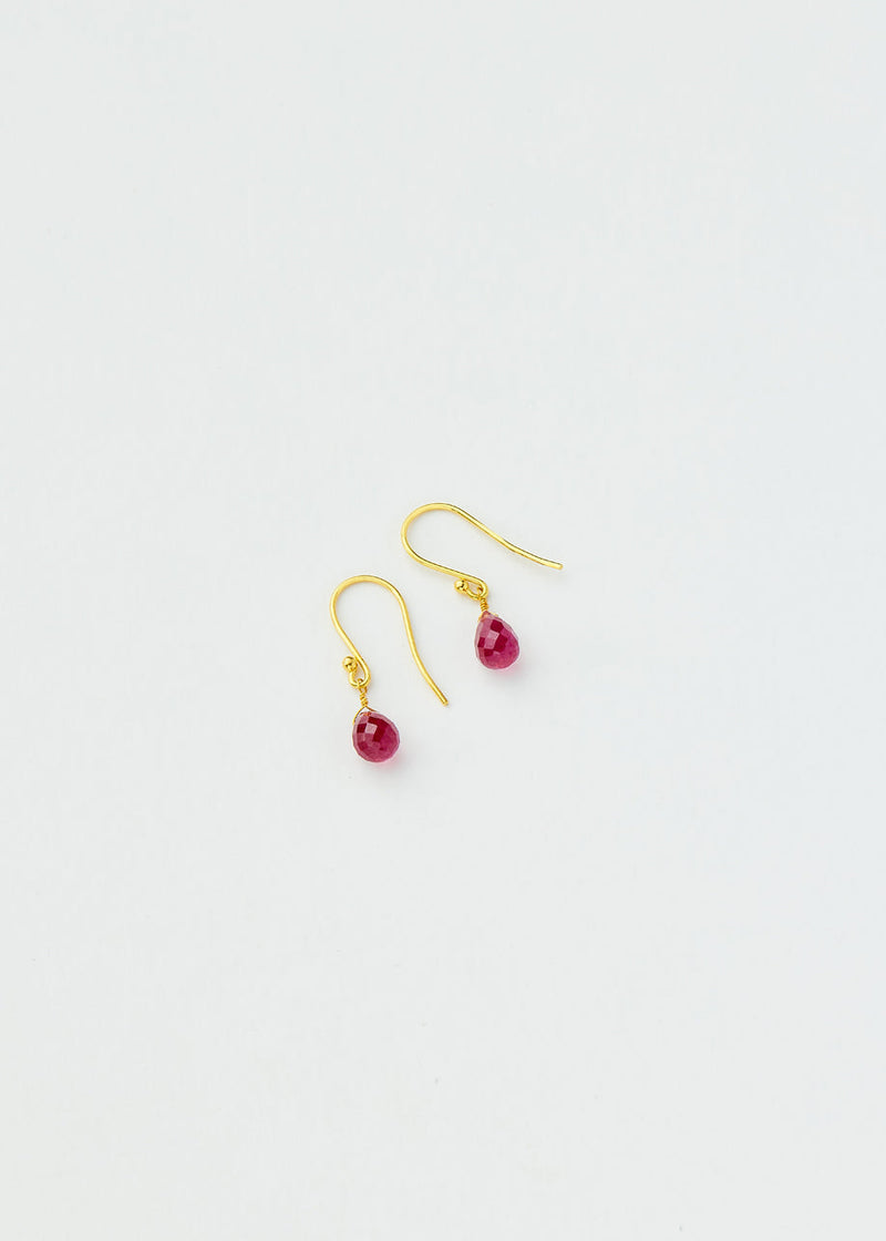 18kt Gold Ruby Small Drop Earrings