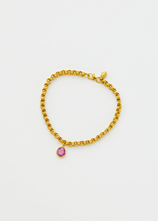18kt Gold Ruby Solar Thread Chain Bracelet