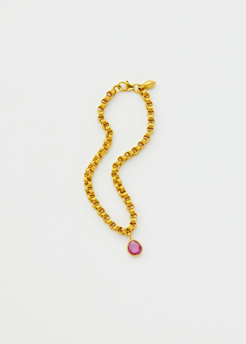 18kt Gold Ruby Solar Thread Chain Bracelet
